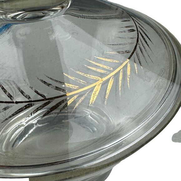 Hazel Atlas Candy Dish With Lid - Gold Wreath - Picture 5 of 7